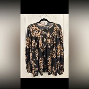 SEW IN LOVE WOMENS BLACK/TAN BLOUSE